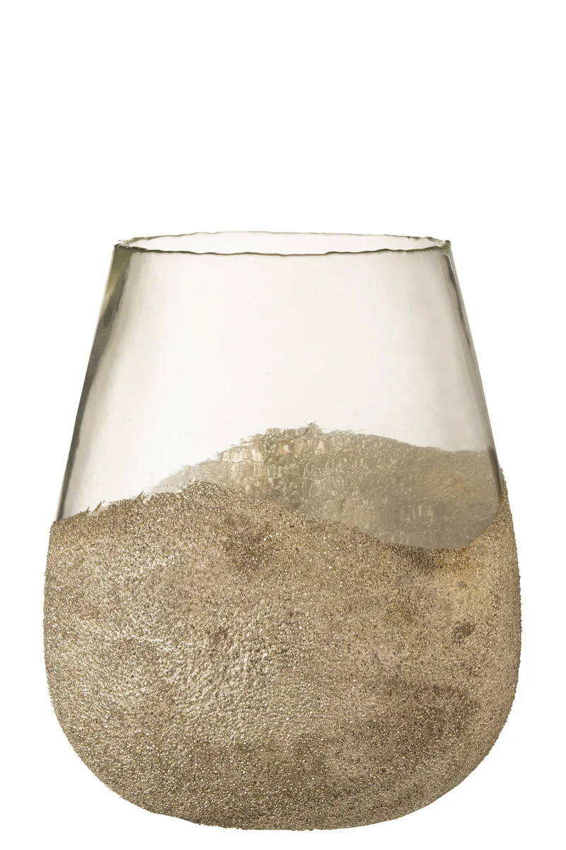 J-Line kaarshouder Helft Parels Rond - glas - goud - large