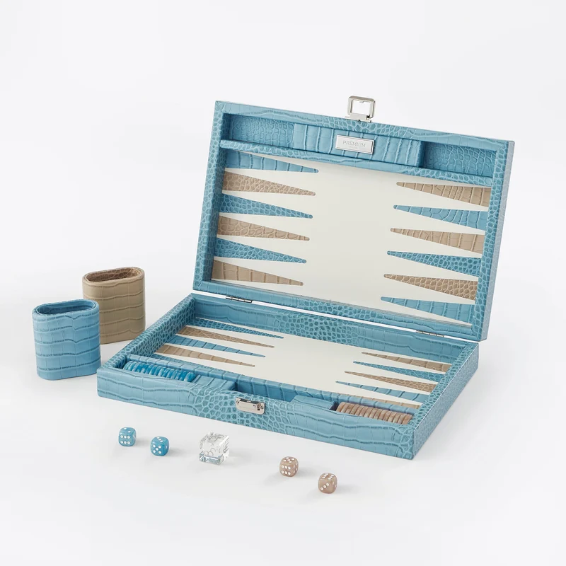 Premium Interiors - Backgammon - Gemiddeld BACKGAMMON - leer riviera-blauw 38cm